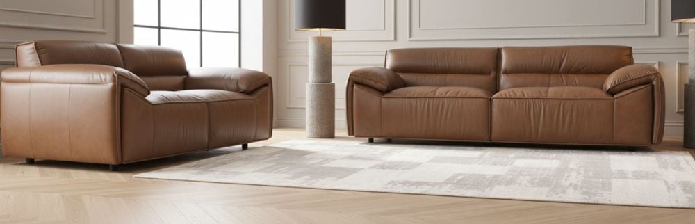 Aspen 3 + 2 Seater Sofa Suite - Vintage Chocolate Leather