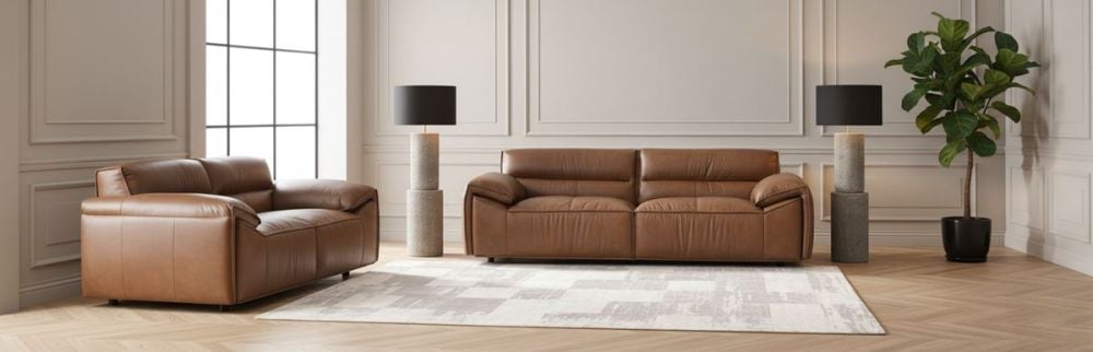 Aspen 3 + 2 Seater Sofa Suite - Vintage Chocolate Leather