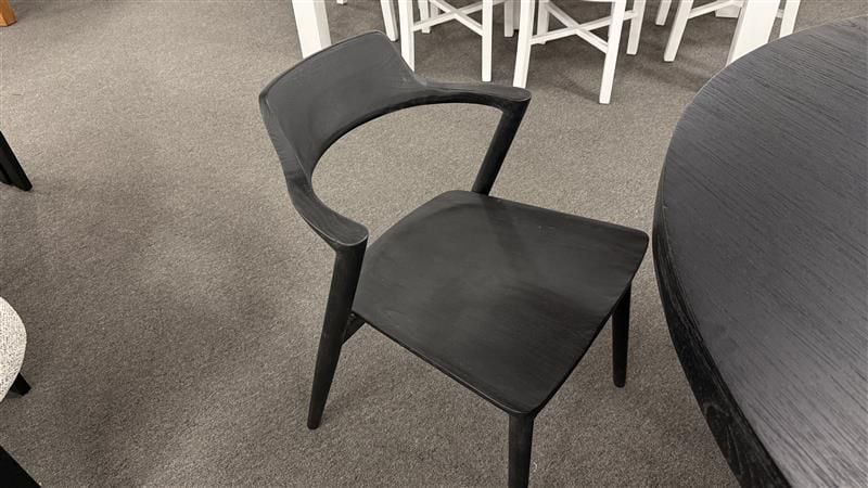 Clearance - Jensen Round Dining Table + 4 Sentana Black Timber Dining Chairs