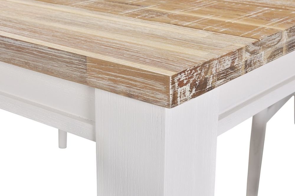 Byron Bay 1900 Dining Table + 6 White Paris Timber Dining Chairs
