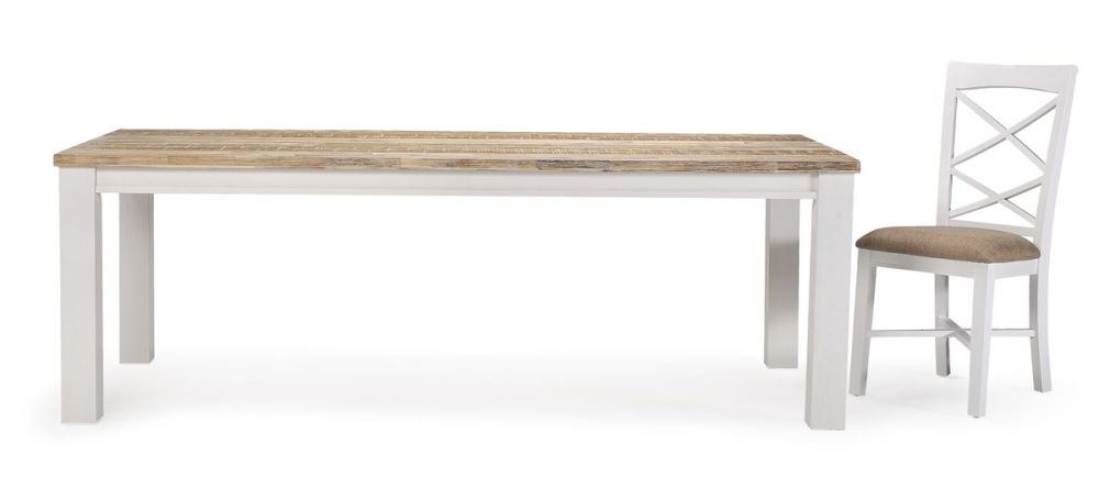Byron Bay 2250 Dining Table + 8 White Paris Timber Dining Chairs