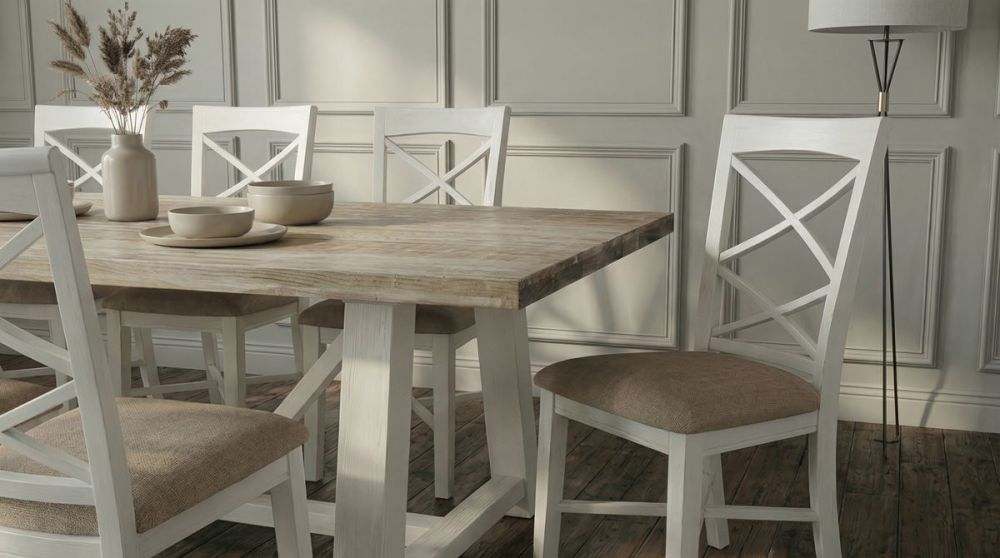 Byron Bay 2400 Dining Table + 8 White Paris Timber Dining Chairs