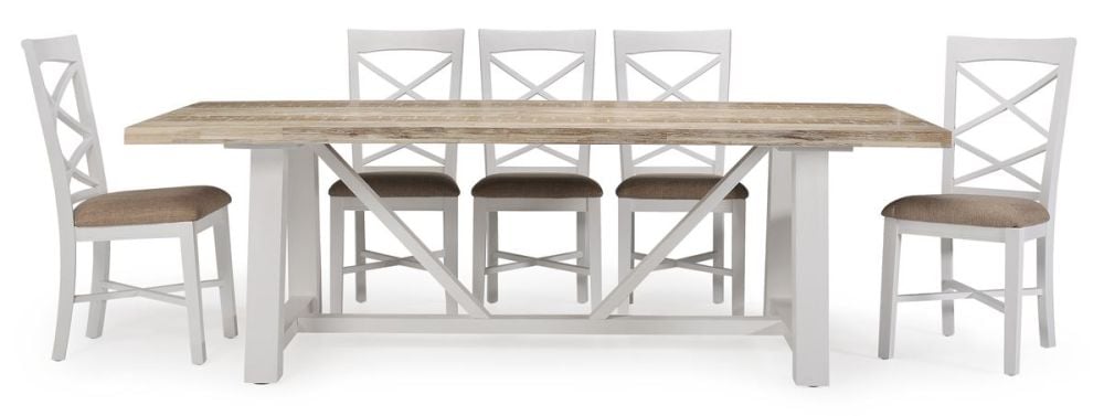 Byron Bay 2400 Dining Table + 8 White Paris Timber Dining Chairs