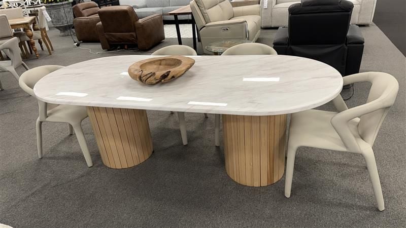 Clearance - Amalfi 2200 Dining Table + 6X Diego Dining Chairs - Light Grey