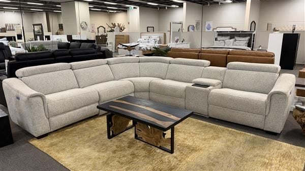 Clearance - Alpha Collection 5-Seater Corner Electric Power Recliners - Wheat