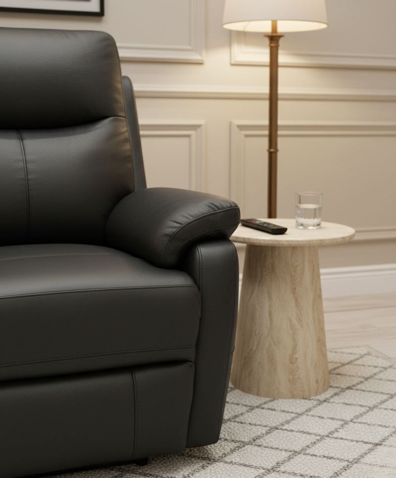 Cairo Manual Recliner Armchair - Black Leather