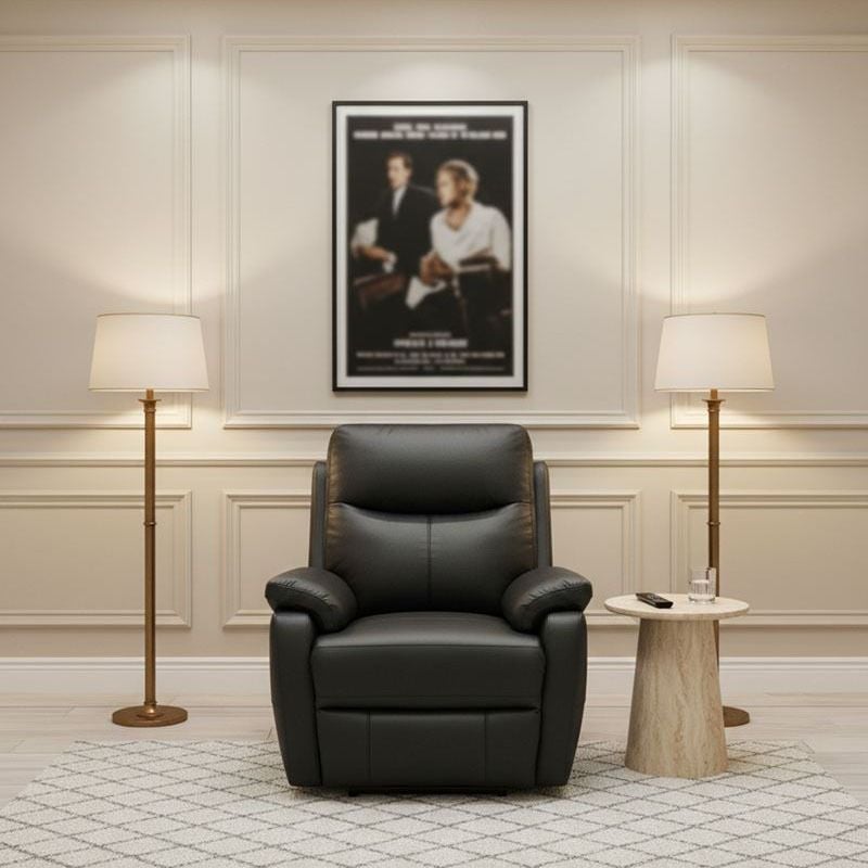Cairo Manual Recliner Armchair - Black Leather