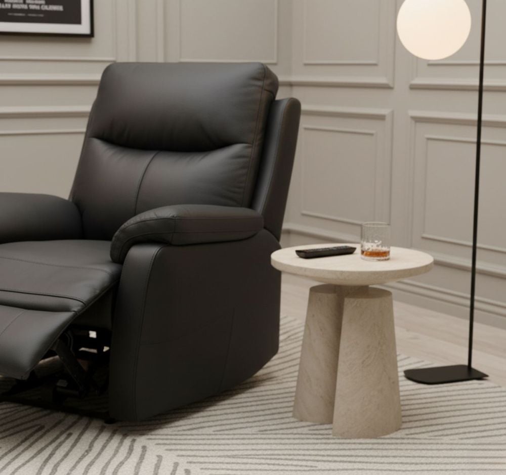 Cairo Manual Recliner Armchair - Black Leather