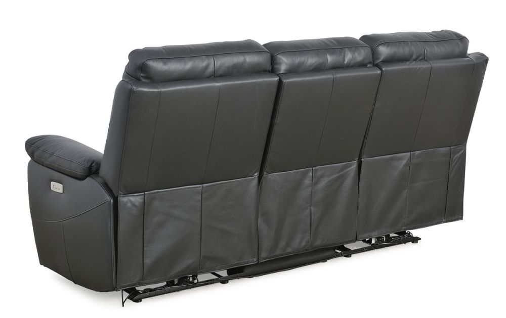 Cairo 3 Seater + 2 Armchair Electric Recliners - Black Leather