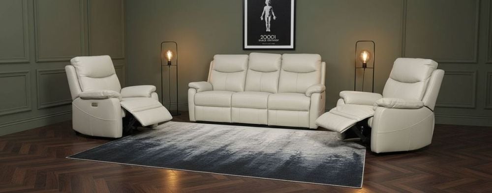 Cairo 3 Seater + 2 Armchair Recliners – Light Grey