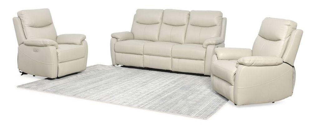 Cairo 3 Seater + 2 Armchair Recliners – Light Grey