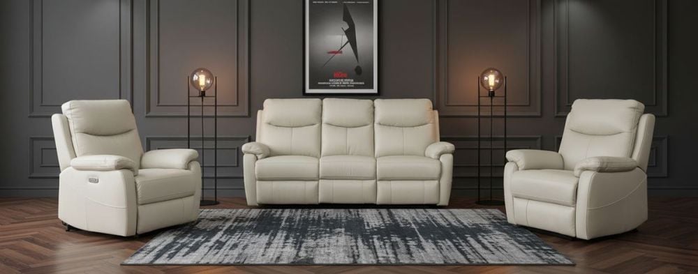 Cairo 3 Seater + 2 Armchair Recliners – Light Grey