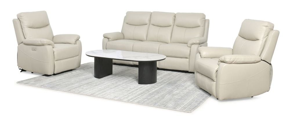 Cairo 3 Seater + 2 Armchair Recliners – Light Grey