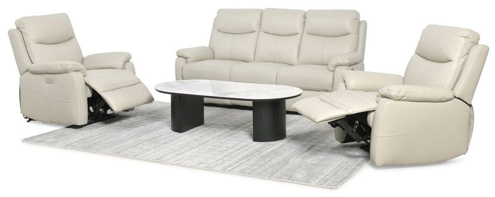 Cairo 3 Seater + 2 Armchair Recliners – Light Grey