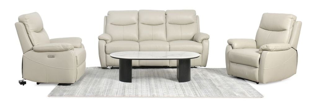 Cairo 3 Seater + 2 Armchair Recliners – Light Grey