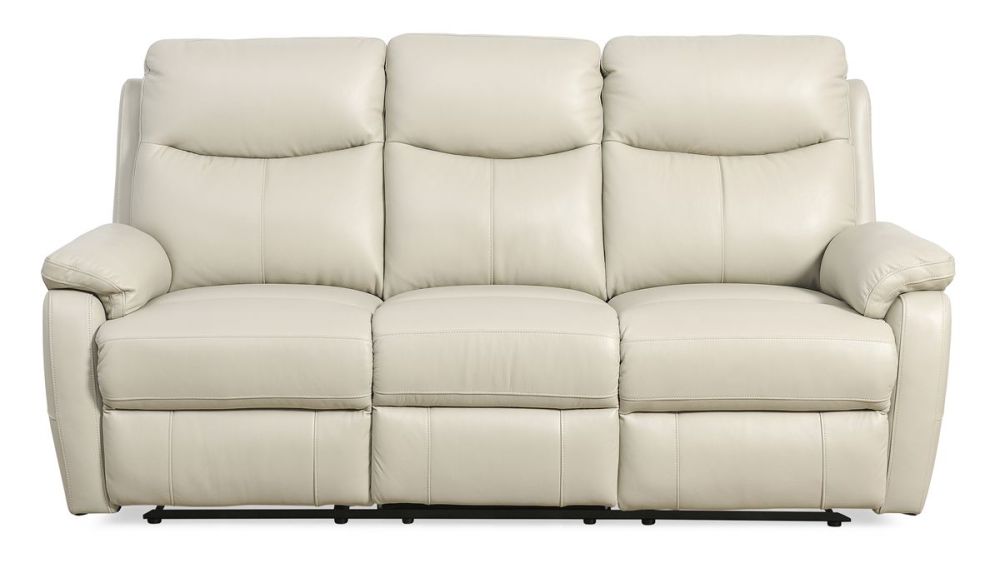 Cairo 3 Seater Manual Recliner - Light Grey Leather