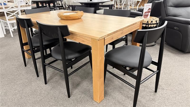 Clearance - Cupertino 1800 Dining Table + 6 Bergen Dining Chairs