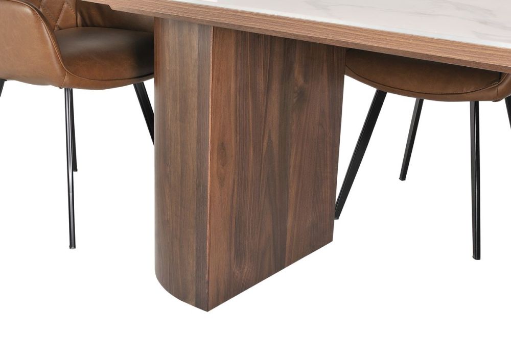 Como 2100 Dining Table - Walnut + 6 Brown Vincent Chairs
