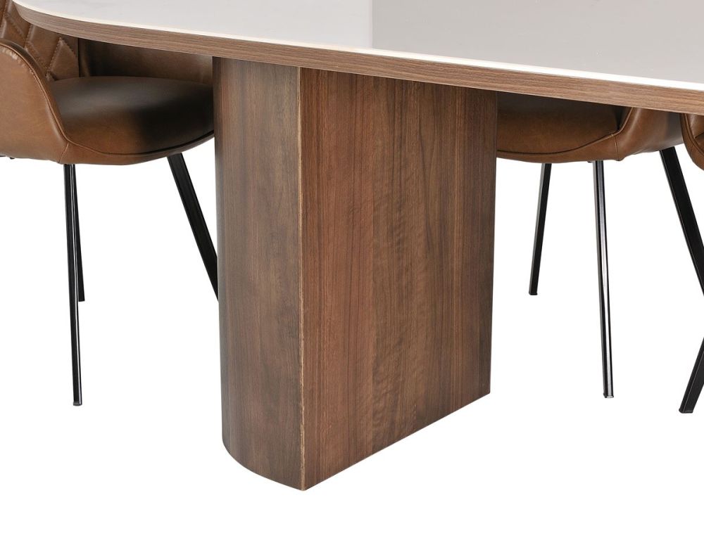 Como 2400 Dining Table - Walnut + 8 Brown Vincent Chairs