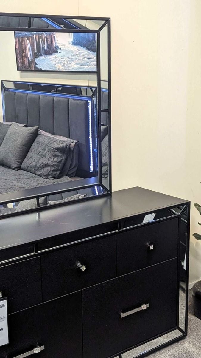 Cortana 5 Piece Queen Bedroom Suite With Dressing Table & Mirror - Black