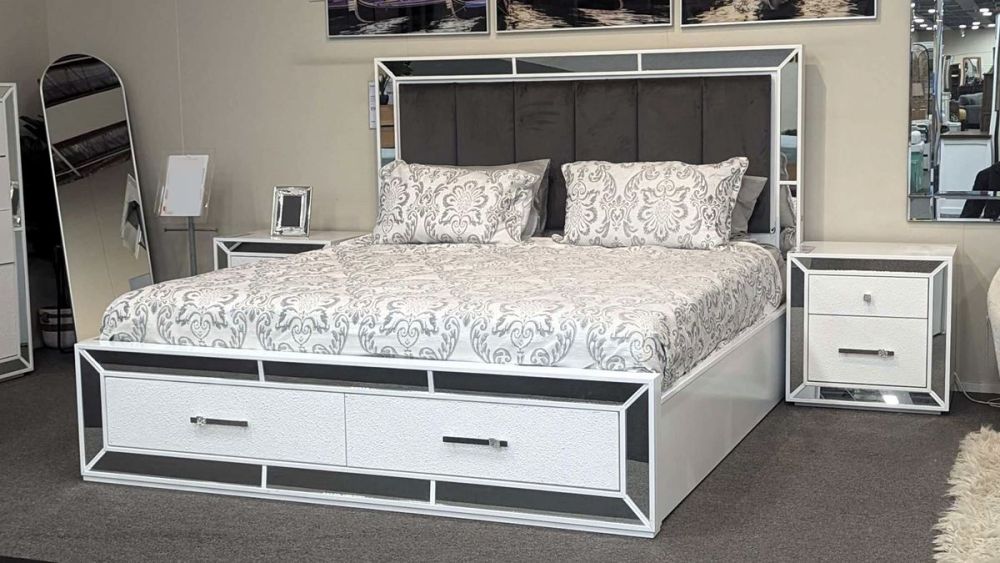 Cortana Queen Bed With Drawers - White