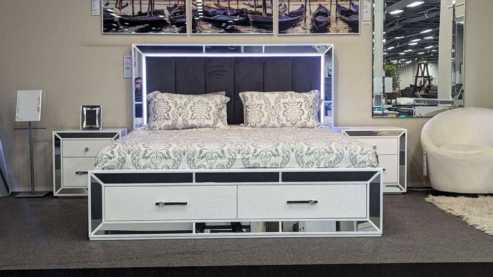 Cortana Queen Bed With Drawers - White