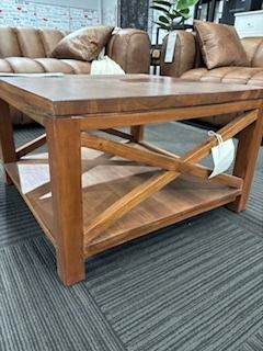 Clearance - Cross Square Side Table - Honey