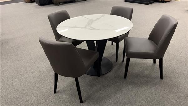 Clearance - Sienna 1100 Round Dining Table 4x Brussels Dining Chairs