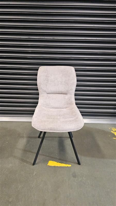 Clearance - Polly Dining Chair - Grey Fabric - Black Leg
