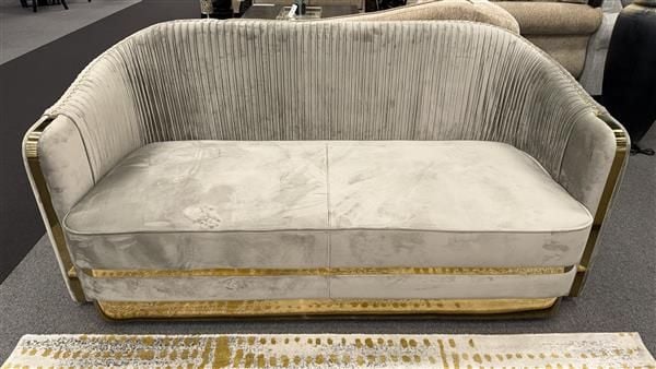 Clearance -Bellamy Collection - Beige Velvet 3 Seater & Sofa 2 Seater