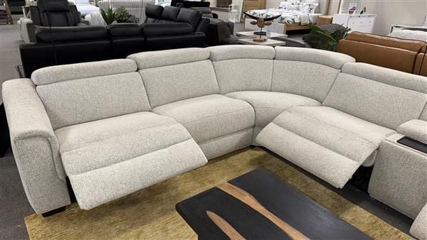Clearance - Alpha Collection 5-Seater Corner Electric Power Recliners - Wheat