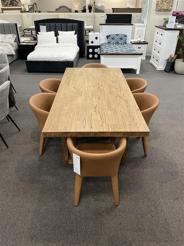 Clearance - Kildare Dining 2080 Table + 8 Boris Dining - Tan