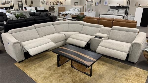 Clearance - Alpha Collection 5-Seater Corner Electric Power Recliners - Wheat