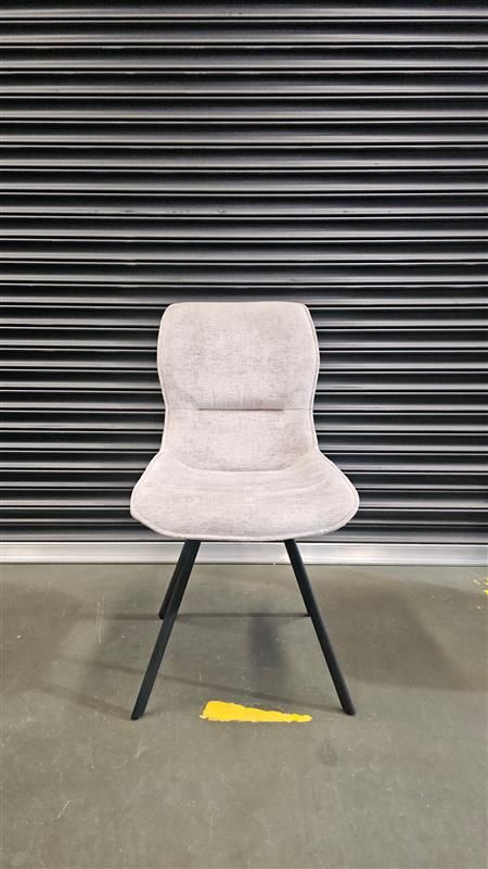 Clearance - Polly Dining Chair - Grey Fabric - Black Leg
