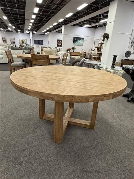 Clearance - Kildare 1400 Round Dining Table & 4x Mode Brown Pu Dining Chairs 