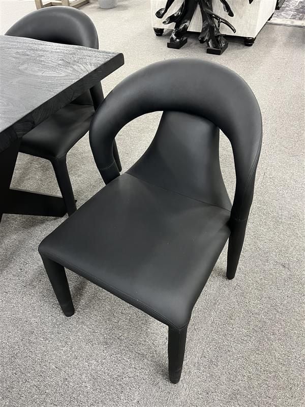 Clearance - Macedon Black 2100 Dining & 8 Mode Dining Chairs - Black