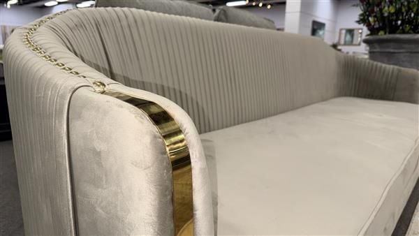 Clearance -Bellamy Collection - Beige Velvet 3 Seater & Sofa 2 Seater