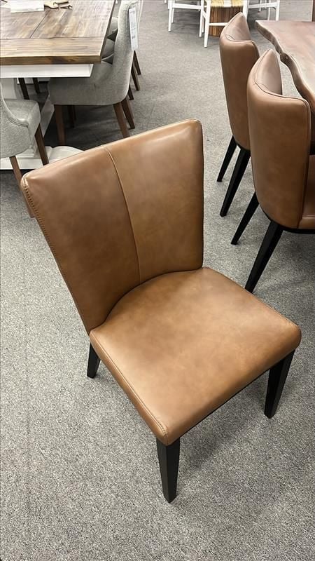 Clearance - Macedon 2400 Dining Table With Leather Berlin Chairs - Black Leg