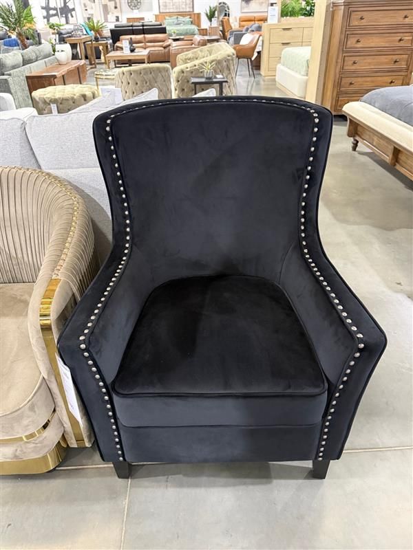 Clearance - Peyton High Back Accent Chair - Black Velvet