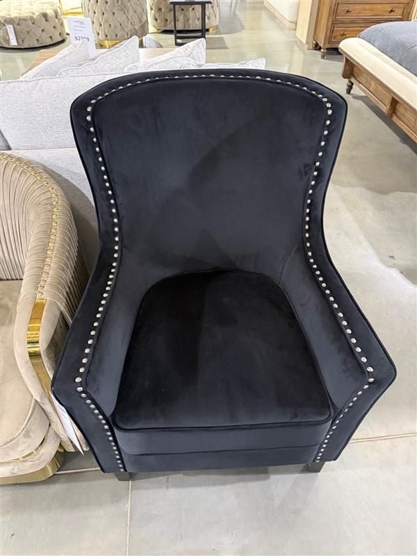Clearance - Peyton High Back Accent Chair - Black Velvet