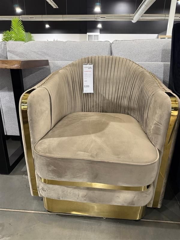 Clearance - Bellamy Beige Velvet  Armchair