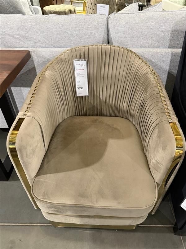 Clearance - Bellamy Beige Velvet  Armchair