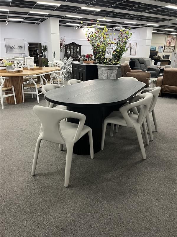 Clearance - Ripple 2100 Black Dining Table  + 6x Diego Dining Chairs - Grey