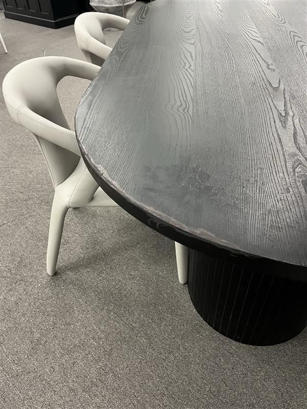 Clearance - Ripple 2100 Black Dining Table  + 6x Diego Dining Chairs - Grey
