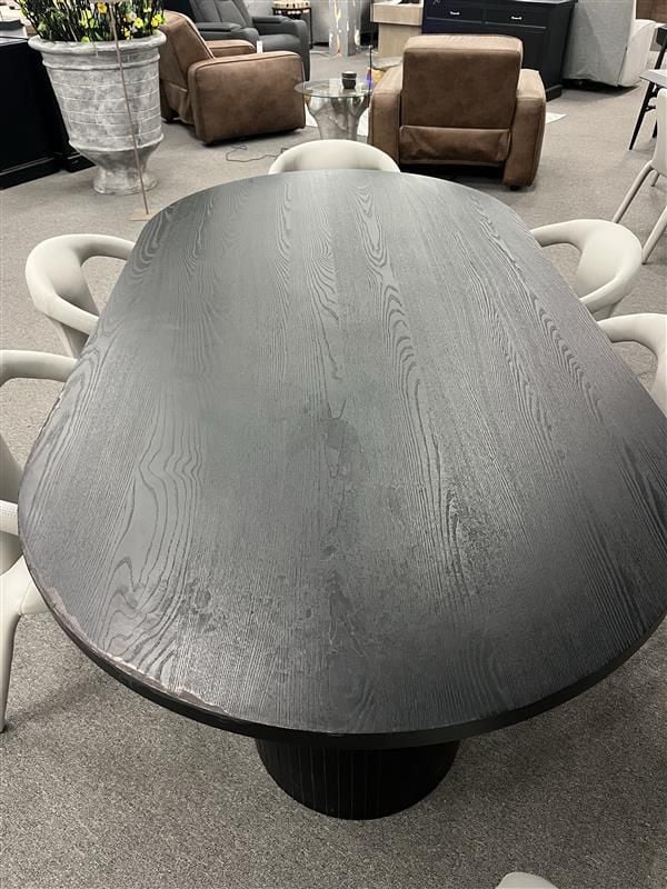 Clearance - Ripple 2100 Black Dining Table  + 6x Diego Dining Chairs - Grey