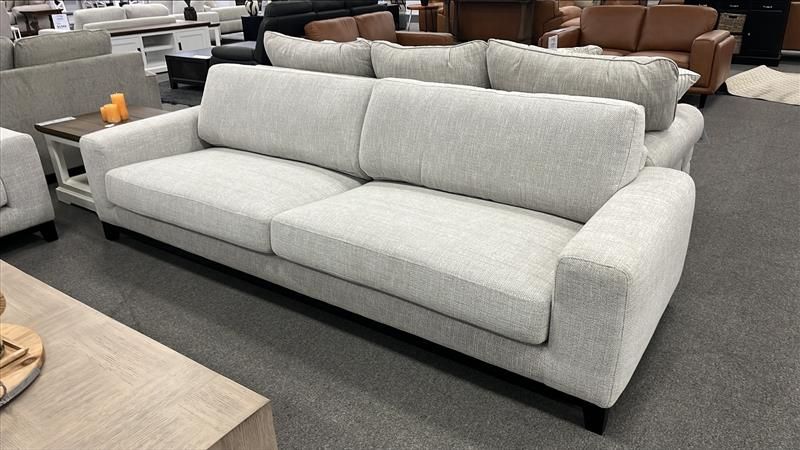 Clearance - Cologne 4+3 Sofa Set - Almond Fabric - Black Leg