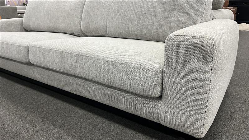 Clearance - Cologne 4+3 Sofa Set - Almond Fabric - Black Leg
