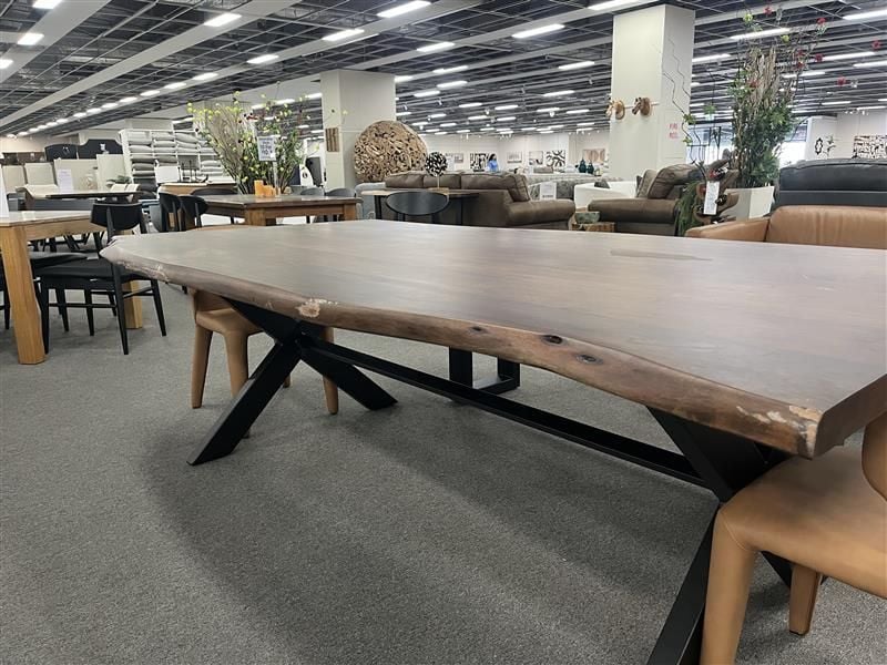 Clearance - Macedon 2400 Dining Table + Macedon 1900 Bench & 5 Boris Dining Chairs - Tan