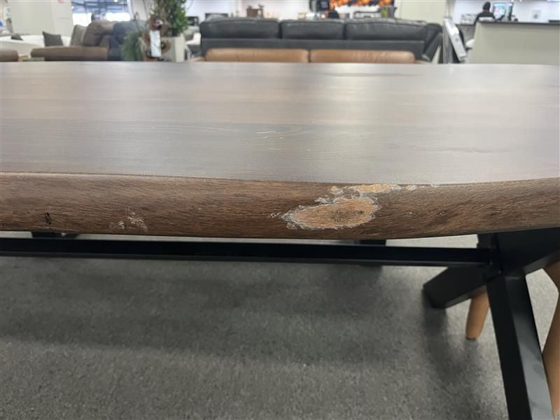 Clearance - Macedon 2400 Dining Table + Macedon 1900 Bench & 5 Boris Dining Chairs - Tan