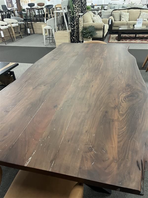 Clearance - Macedon 2400 Dining Table + Macedon 1900 Bench & 5 Boris Dining Chairs - Tan
